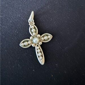 Silpada Elegant sterling Silver Cross Pendant with Pearl Accents